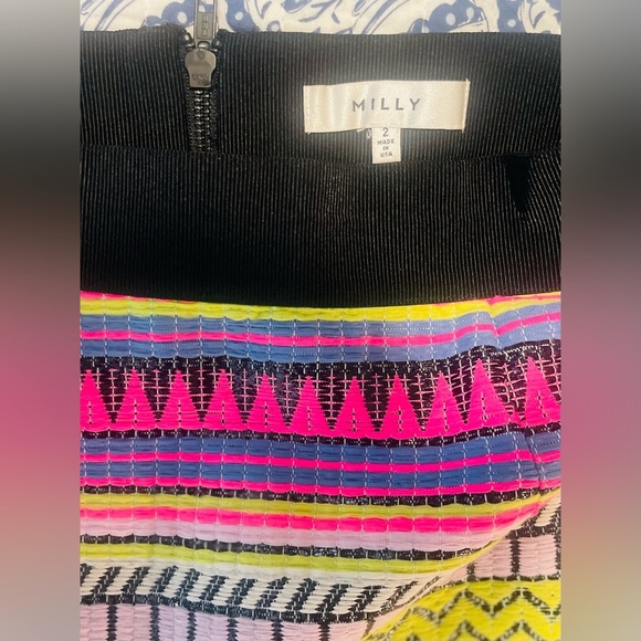 NWOT! Milly Rafia Neon Mini Skirt, Size 2 - Picture 5 of 9